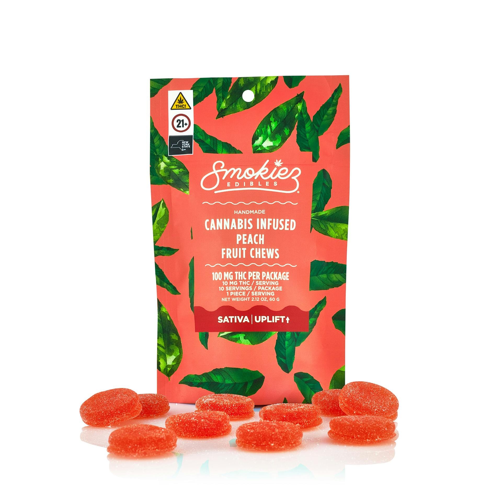 Sour Peach | 100mg Fruit Chews | Sativa Gummies - Image 2