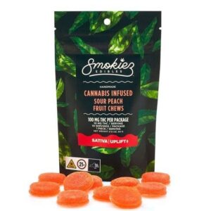 Sour Peach | 100mg Fruit Chews | Sativa Gummies