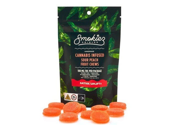 Sour Peach | 100mg Fruit Chews | Sativa Gummies